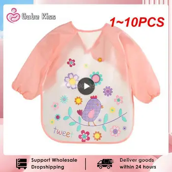 1 ~ 10PCS бебешки лигавници кърпа водоустойчиви дрехи за хранене дълъг ръкав престилка деца хранене смок оригване бебешки дрехи обратен дресинг