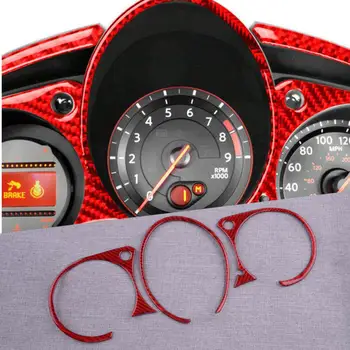 1 Комплект автомобили червени въглеродни влакна инструментален клъстер панел Облицовки Fit За Nissan 370Z 2009 2010 2011 2012 2013 2014-2020 LHD
