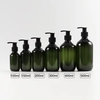 100-500ml Зелен кафяв шампоан Бутилки за многократна употреба Контейнер за помпа Пластмасов течен шампоан Бутилки за душ гел Начало Доставка за баня