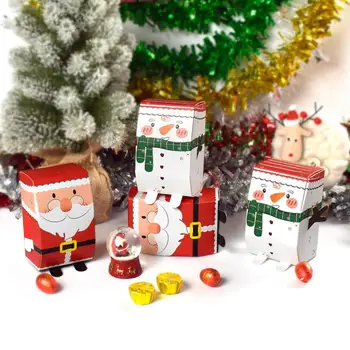 10pcs декоративни подаръчни кутии празнични бонбони драже подаръчни кутии снежен човек Дядо Коледа шоколадова кутия комплект за новогодишно парти