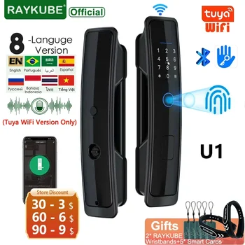 2023 НОВ RAYKUBE U1 Tuya Wifi Smart Door Lock TT Lock Заключване на пръстови отпечатъци Автоматично електронно биометрично заключване Цифрово за интелигентен дом