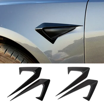 2PCS Стикер за защита на страничната камера на автомобила UV-устойчив въглеродни влакна ABS декорация Автомобилен аксесоар за Tesla Model 3