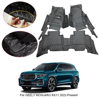 3D Пълна съраунд автомобилна подложка за Geely Monjaro KX11 2022-2025 Линейни подложки за крака PU кожа водоустойчив килим Авто аксесоари