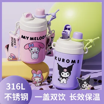 520Ml Sanrio карикатура аниме бутилка за вода Hello Kitty Kuromi 316 неръждаема стомана вакуумна чаша преносими пътуване термос чаши подарък