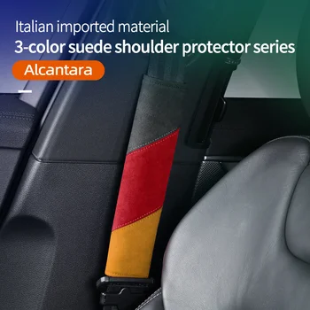 Alcantara Car Seat Belt Suede Shoulder Protector Germany style Cover Safety Belt Ornament AUTO Interior