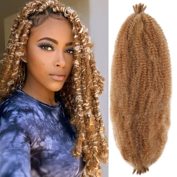 Bellqueen синтетичен Marley Twist плетене коса 24 инчов афро обрат пружиниращ пухкав предварително разделени коса разширение за черни жени