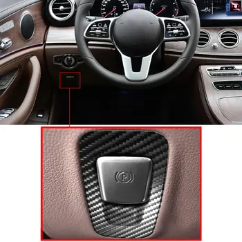 Carbon Fiber ABS Texture Handbrake Button Cover Trim Car Accessories For Mercedes Benz C E GLC Class W205 W213 X253 2016-2018