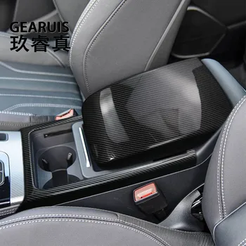Carbon Fiber Car Central Armrest Storage Box Panel Frame Decoration Cover Trim For Audi Q5 FY 2018-2023 Интериорни аксесоари
