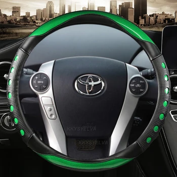 Carbon Fibre + кожен капак на волана за Toyota Prius 30 20 Prius V Prius C Prius Prime Massage Auto аксесоари