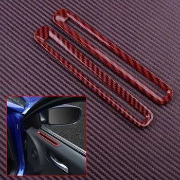 Door Air Vent Cover Outlet Trim Frame Ring Sticker Red Carbon Fiber Style Fit for Dodge Charger 2011 2012 2013 2014 2015-2020