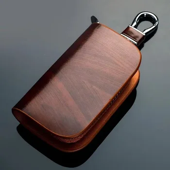 General Car Wood Grain Key Case Wrap Head Layer Skin Protection for Men's Car Cover Suit for Volkswagen Benz Chevrolet Keycase
