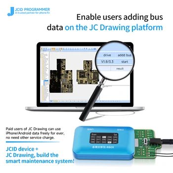 JCID RBOX автобус анализатор телефон дънна платка сигнал откриване на неизправности ремонт за IPhone Android използва с JC схематична диаграма растерна графика