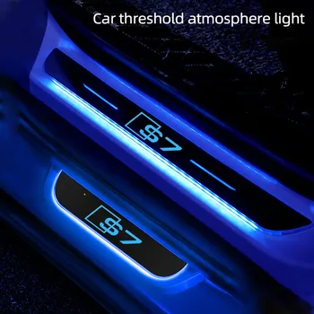 LED динамичен стример врата педал ленти за Audi S7 лого кола врата перваза подстригване ивица безжичен праг добре дошли светещи светлини