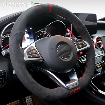 Real Alcantara плетен капак на волана за Mercedes Benz AMG GT C190 R190 A45 W176 C63 S W205 2014-2020
