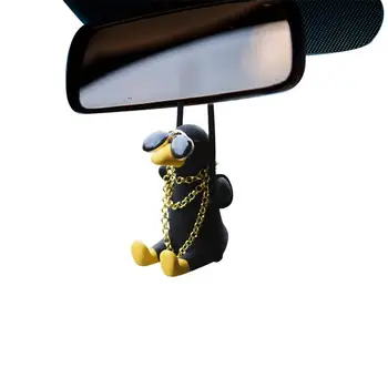 Swing Duck Car висулка сладък люлеещ се патица кола орнаменти Cool слънчеви очила патица висулка за кола огледало за обратно виждане черен люлка