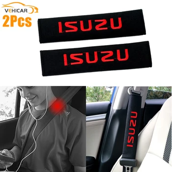 VEHICAR 2Pcs предпазни колани Carbon Fiber Car Seat Belt Cover Shoulder Pad For ISUZU Logo плетене Подложки за предпазни колани