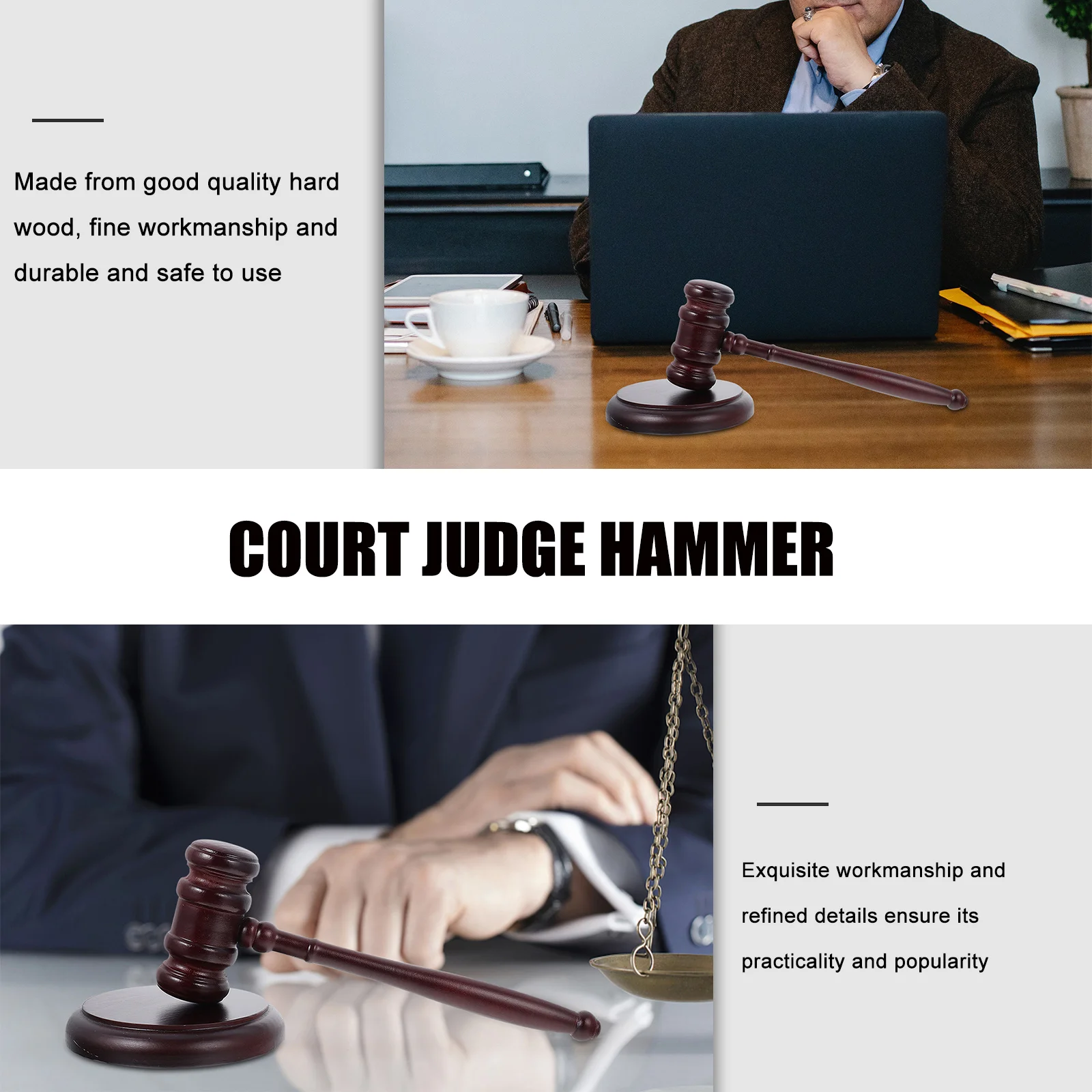 Съдебна зала чук комплект съдия чук дървени ръчно изработени търг звук кръг блок адвокат занаят . ' - ' . 5
