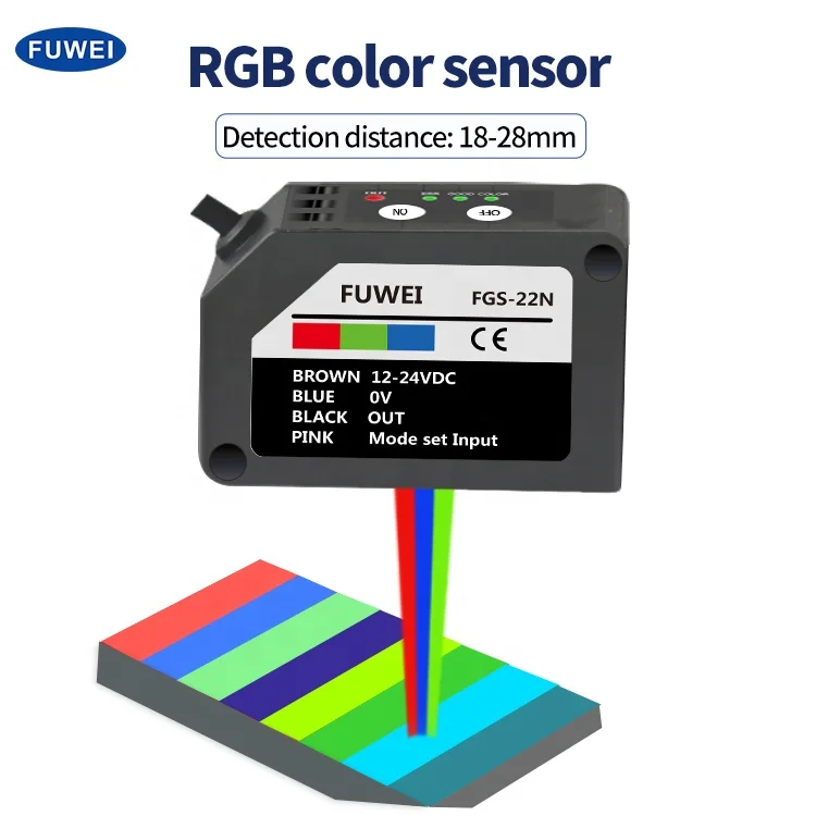 FUWEI Цветен сензор Разпознаване на цветовете Фотоелектричен сензор Корекция на цветовете Фотоелектричен превключвател . ' - ' . 1