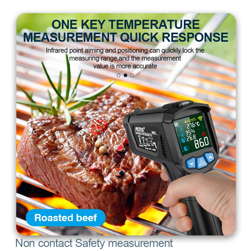  Високопрецизен инфрачервен термометър Безконтактни цифрови термометри Високотемпературна и нискотемпературна аларма Индустриален температурен метър . ' - ' . 5