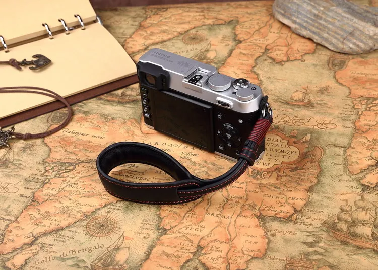 Оригинален ръчно изработен двустранен фотоапарат от естествена кожа Каишка за китката Сгъстяване на каишка за ръце за Sony Leica Fuji Olympus Pentax Panasonic . ' - ' . 3