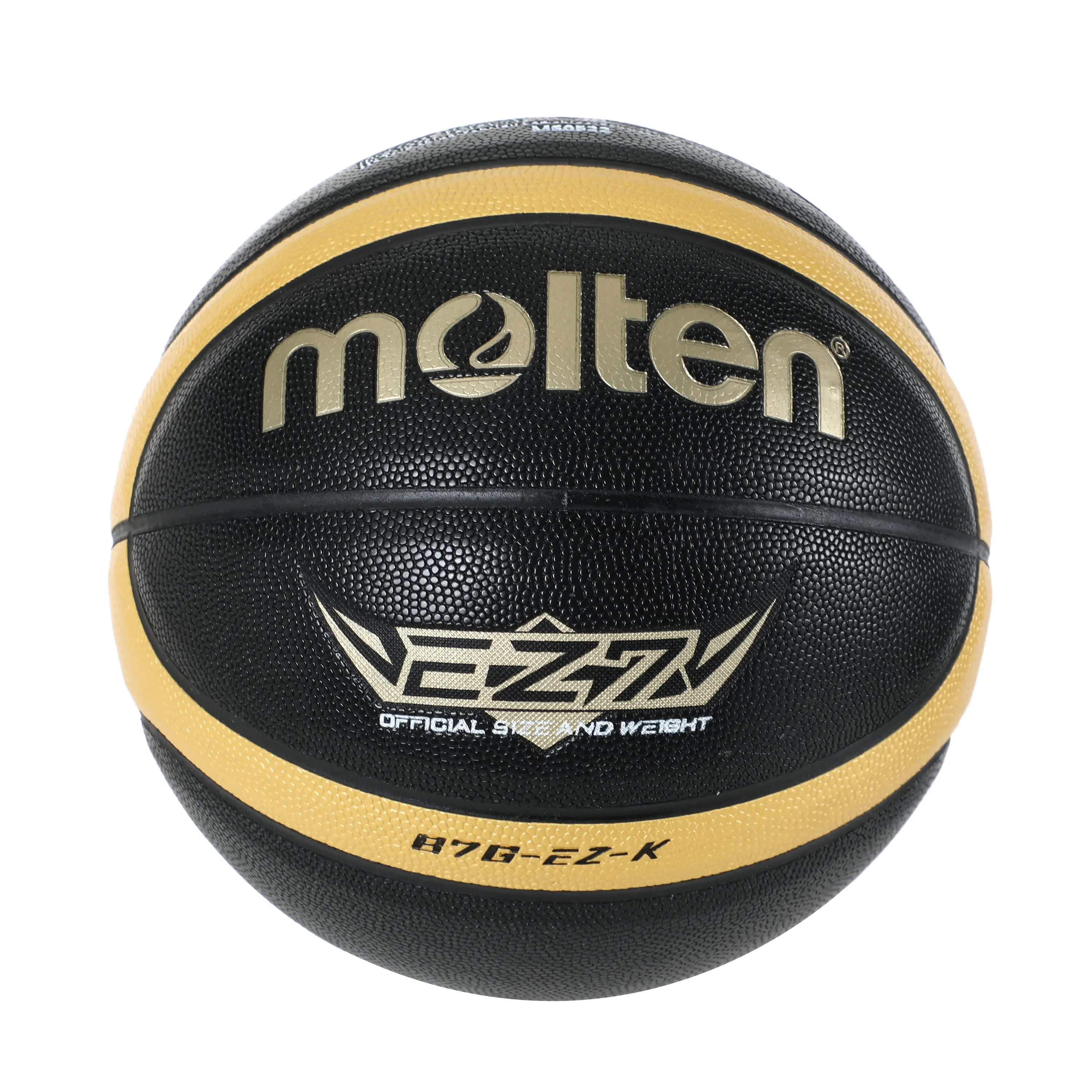 Разтопен размер 5 6 7 Баскетбол EZ-K черно злато PU на открито вътрешни топки жени младежки мъж мач обучение Basketalls . ' - ' . 0