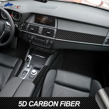 Автомобилен интериор Trim защитна филмова конзола Gear Anti Scratch 5D въглеродни влакна винил стикер за BMW X6 E71 2008-2014 Аксесоари