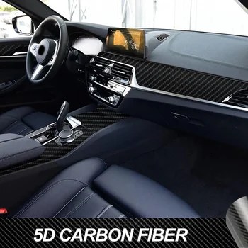  Декорация на защитно фолио за интериор на автомобила 5D стикер за винил от въглеродни влакна за-BMW Серия 5 G30 G31 2017-2020 LHD