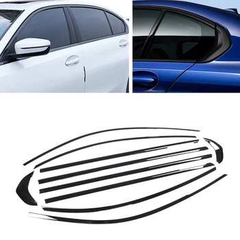 За BMW Серия 3 G20 2019-2020 Титанов черен автомобил от неръждаема стомана Външен прозорец Trim Cover Seal Strip Декоративна лента за времето