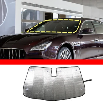 За Maserati Quattroporte 2017-2022 алуминиево фолио сребро кола стайлинг кола предно стъкло UV защита сенник кола аксесоари