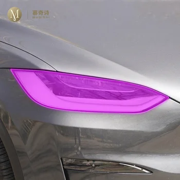 За Tesla Model X 2023 Автомобил Екстериор PPF защитно фолио Защита от надраскване на фара TPU прозрачен филм Опушено черноАксесоари