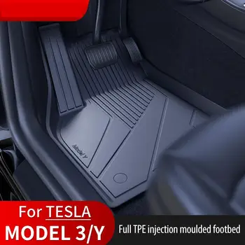 За стелки за под Tesla Модел 3 Y 2021-2024 Кола четири сезона водоустойчива нехлъзгаща се подова подложка НОВИ TPE Специални аксесоари за кола