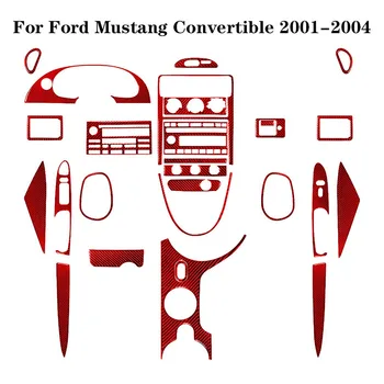 За Форд Мустанг Кабриолет 2001 2002 2003 2004 Въглеродни влакна червени стикери Интериор на автомобил Декоративни аксесоари Различни части