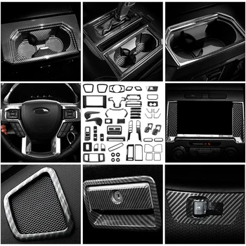 Интериор на автомобил Carbon Fiber Пълен комплект стикер Gear Shift панел Cover интериор Trim за Ford Raptor F150 F-150 аксесоари стикер