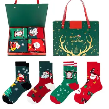 Карикатура Коледа възрастни чорапи удобни празнични чорапи за мъже и жени коледни подаръци зимни чорапи за коледно парти