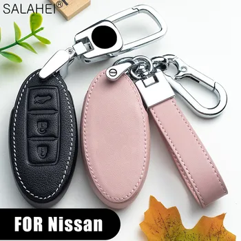 Кожен калъф за ключ за кола чанта за Nissan Qashqai X-Trail T32 T31 Juke J10 J11 Tiida Pathfinder Cefiro Pulsar Забележка ритници