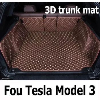 Кожена стелка за багажник за кола за Tesla Модел 3 2019 Аксесоари за товарни лайнери Интериорен ботуш