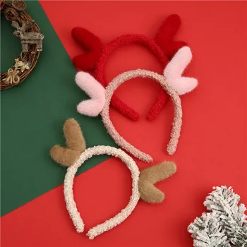 Коледен подарък Корейски сладък еленов рог лента за глава Net червена лента за глава коса орнаменти агнешко коса прическа коледна украса