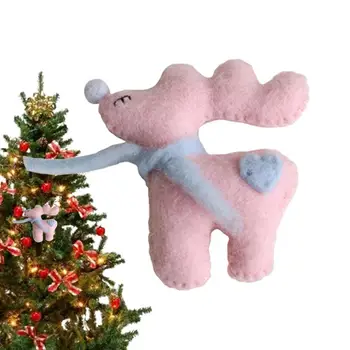 Коледни филцови орнаменти Коледно дърво Дървени завеси за елени Висулки Декорации 3D Коледа Отглеждане Животно филц играчка