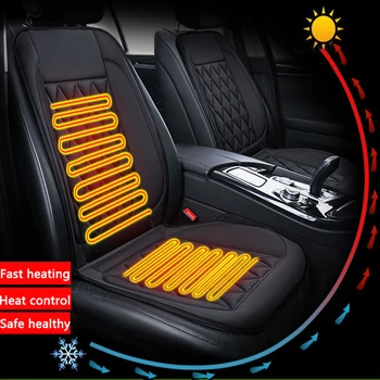  Нагревател за столче за кола 12V Електрическа отопляема възглавница за отопление на автомобили Зимна седалка Топло покритие Аксесоари за кола Зимна подложка за отопление на автоседалки