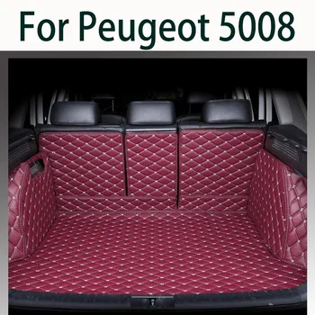 Персонализирани кожени стелки за багажник за автомобили за Peugeot 5008 2017-2019 7 места Заден багажник Етаж Мат Тава Килим Кал