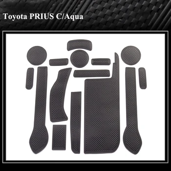 Противоплъзгаща се слот за кола за Toyota PRIUS C Aqua 2012 - 2019 Врата Groove Pad Кожена подложка Авто интериорни аксесоари