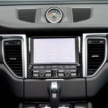 Реални въглеродни влакна DVD навигационен екран Suround капак Trim годни за Porsche Macan Cayenne