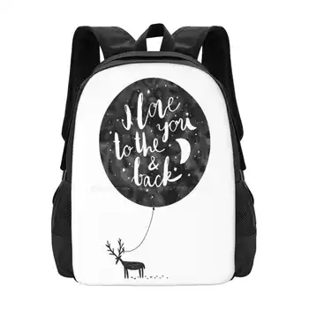 Ръчно рисувана сладка илюстрация с елен, балон и текст Училищни чанти Пътуване лаптоп раница скица Цветен ден вектор уникален
