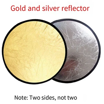 Фотографски рефлектор 2-в-1 златен сребърен сгъваем мини кръгъл преносим подходящ за студиен дифузьор издръжлив