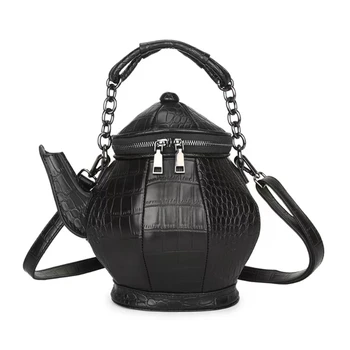 Хелоуин парти чанти мода рамо чанта голям капацитет чанта за момиче жени универсален чайник форма кожа голяма пазарска чанта