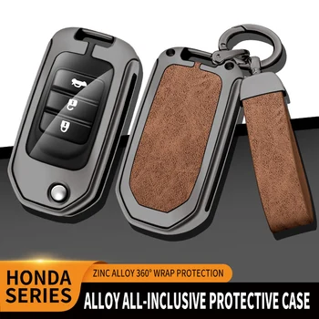Цинкова сплав кожа TPU кола сгъваема дистанционно ключ чанта за Honda Accord Civic CR-V HRV Crider Jade Odyssey HR-V аксесоари