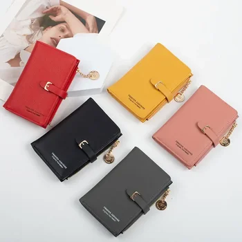 Чанта за жени Корейска версия Голям капацитет средно дълъг съединител чанта с прост цип ключалката мулти-карта чанта за жени