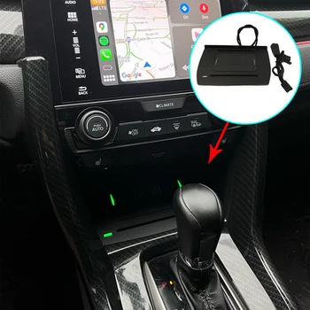 15W безжично зарядно за Honda Civic 2016-2020 подложка за зареждане плоча кабел държач за телефон мобилен монтаж бързо зареждане Аксесоари