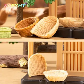 1pc смола симулация бамбук кошница стол dustpan кукла къща миниатюрни мебели декорация за 1/12 мащаб кукли къща аксесоари