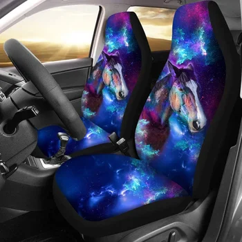 2 бр. Galaxy Horse Print Auto Seat CoverУниверсална кофа за кола Калъфи за предни седалки